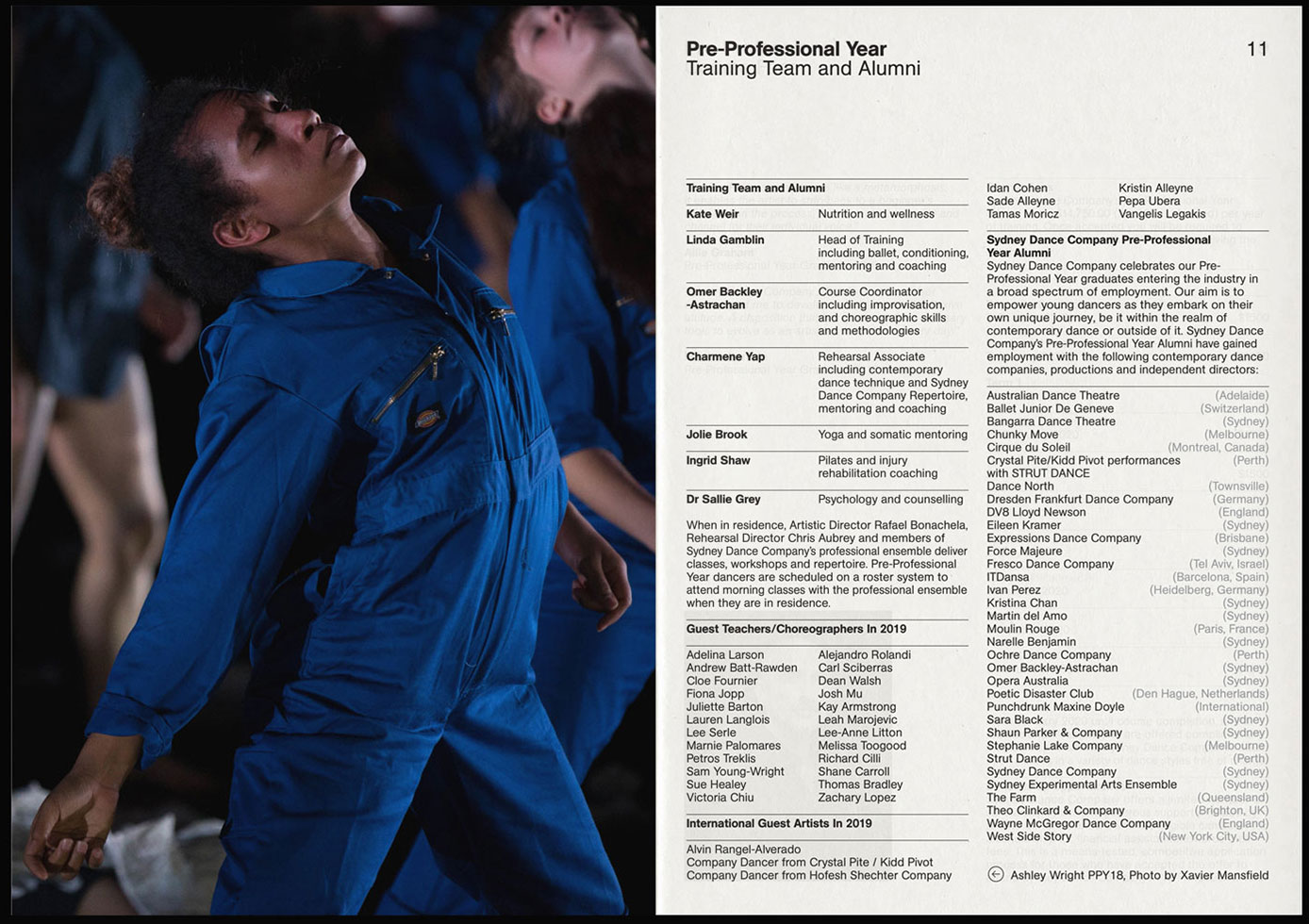 Sydney Dance Company printed matter. Pre-professional year booklet. Luke Hoban
