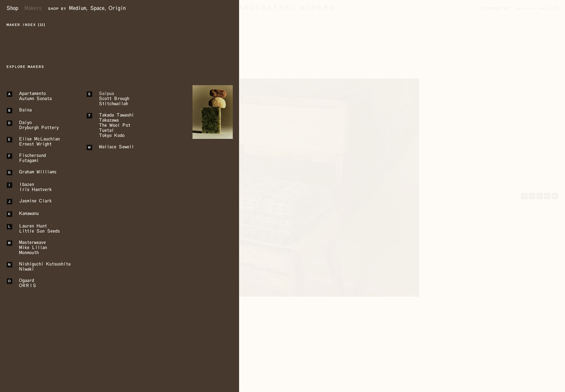 Handcrafted Modern website. Menu. Luke Hoban