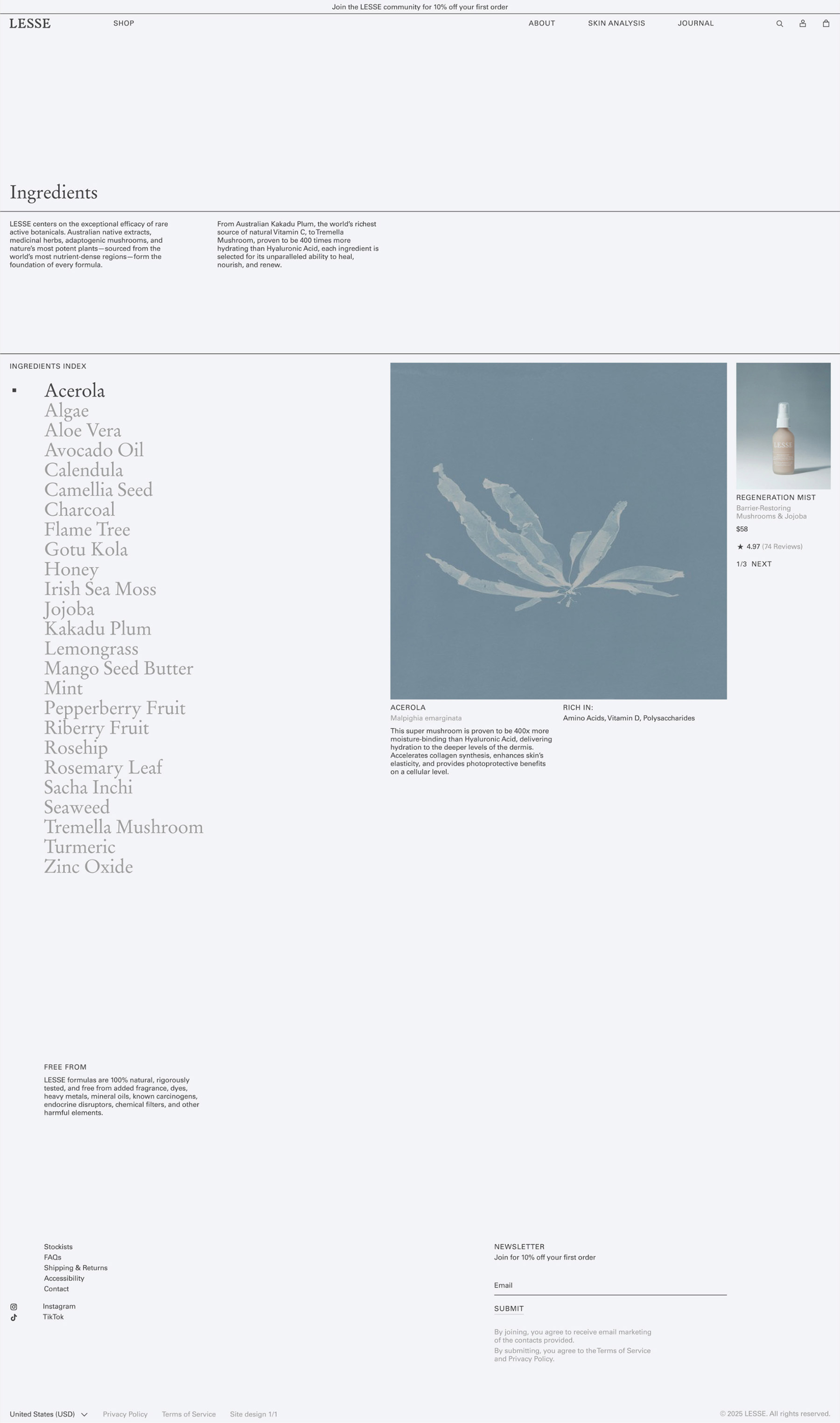 LESSE website. Ingredients. Luke Hoban